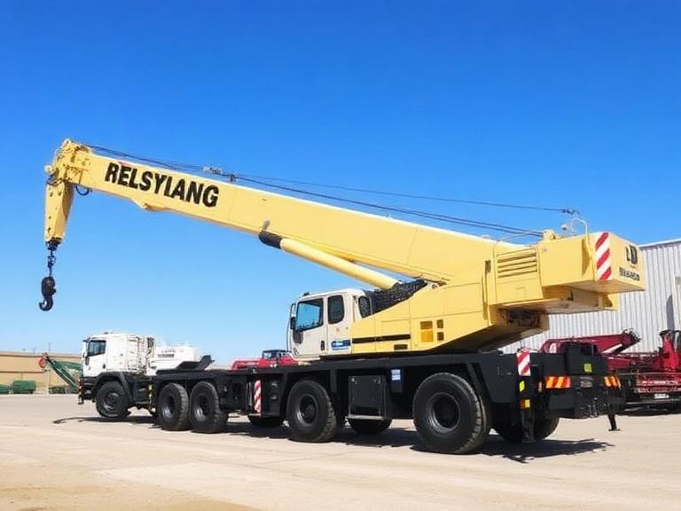 Demag crane lifting heavy equipment at construction site in Australia